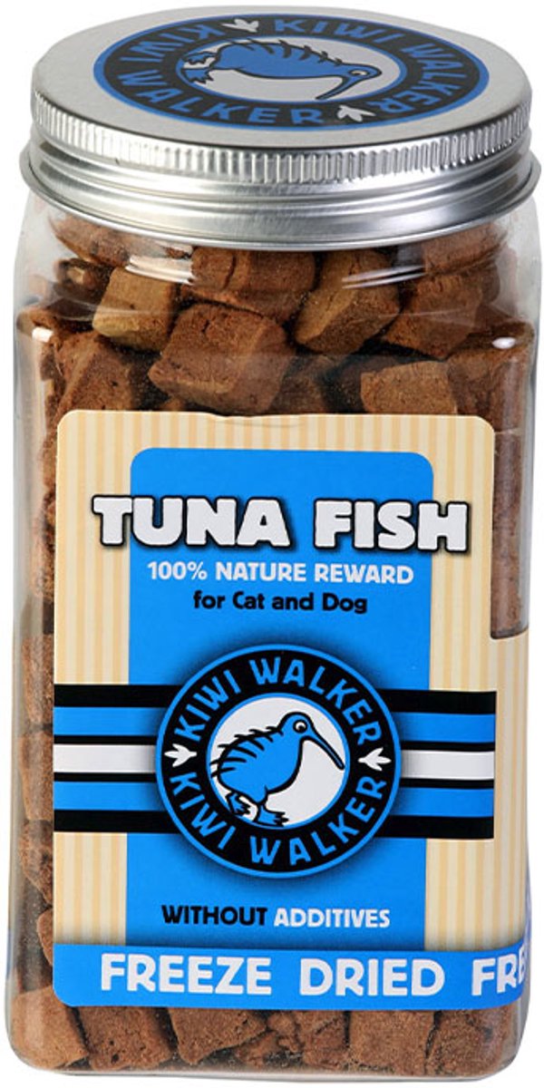 Kiwi walker - honden en kattensnack - 105 gram -gevriesdroogde tonijn in blokjes - 100% naturel - geen additieven - gezond en lekker