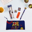 FC Barcelona schrijfwarenset met blauwe etui, potlood, pen, gum, puntenslijper, markeerstift en stickers.