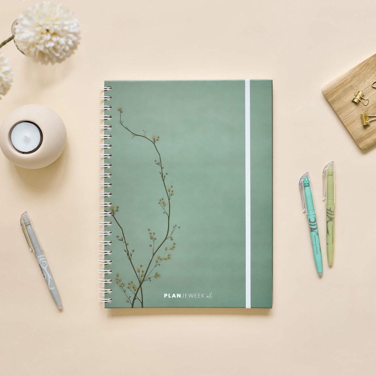Planjeweek.nl | Prikkelarme A4 weekplanner Bloesem planboek / prikkelplanner / werkplanner met ringband - jouw rustige weekoverzicht + maandoverzicht | Planner ideaal bij ADHD en burn-out | Plan jouw tijd & energie per kwartier!