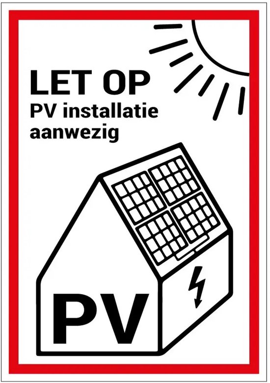 PV installatie NEN 1010 meterkast stickers op rol - 15 x 10,5 cm - 159 ...
