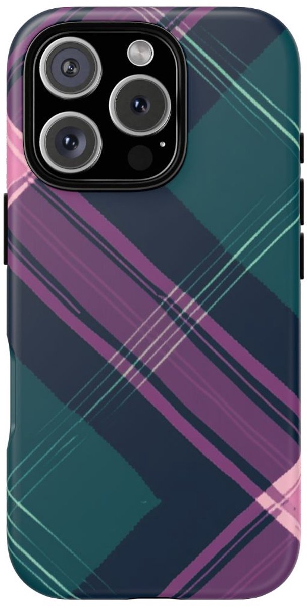 Smaragdgroen en Roze Geruit Patroon – Telefoonhoesje Geschikt voor iPhone 16 Pro