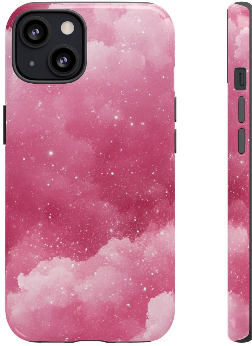 Roze Glitterwolkenpatroon – Telefoonhoesje Geschikt voor iPhone 13