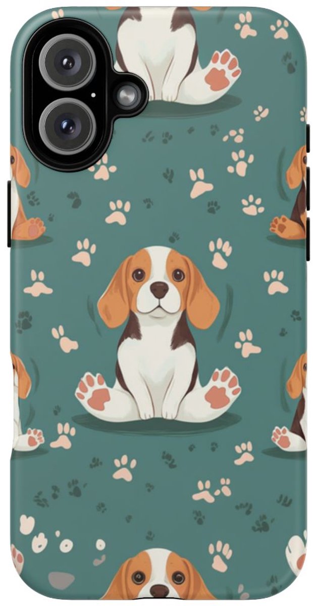 Beagles met Pootafdrukken Patroon – Telefoonhoesje Geschikt voor iPhone 16 Plus