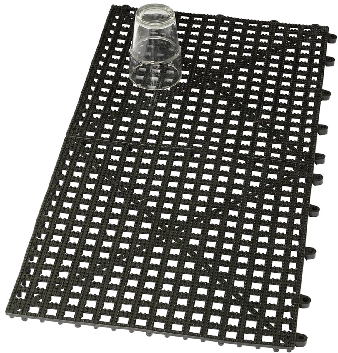 Afdruipmat, Rubberen afvoermat heavy-duty - 31,5 x 31,5 cm steekbaar, zwart - verpakking van 2