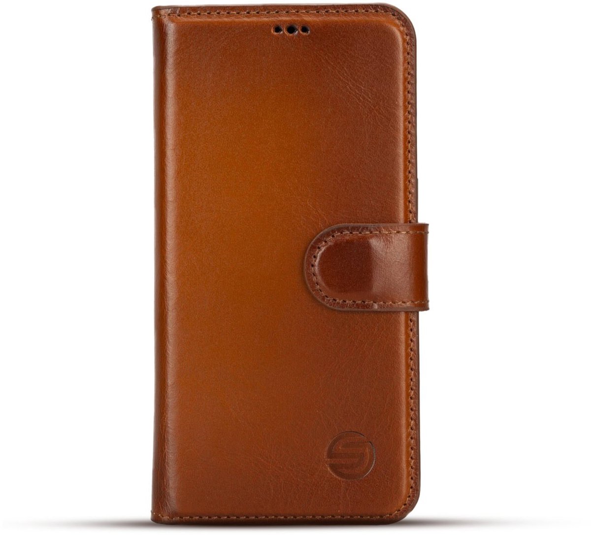 Geschikt Voor iPhone 15 Plus Hoesje Leer - Solidenz Bookcase Geschikt Voor iPhone 15 Plus Lederen - Echt leer - Telefoonhoesje Met Pasjeshouder - Top grain leather case cover - Bruin