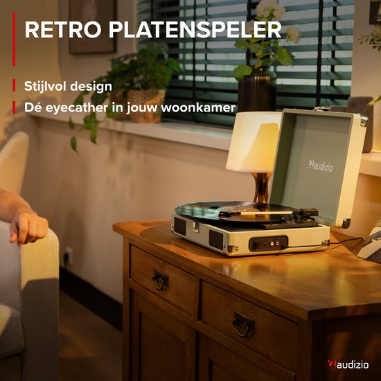Platenspeler met speakers - Audizio RP111G - Retro platenspeler - LP speler - Model 2025 - Groen