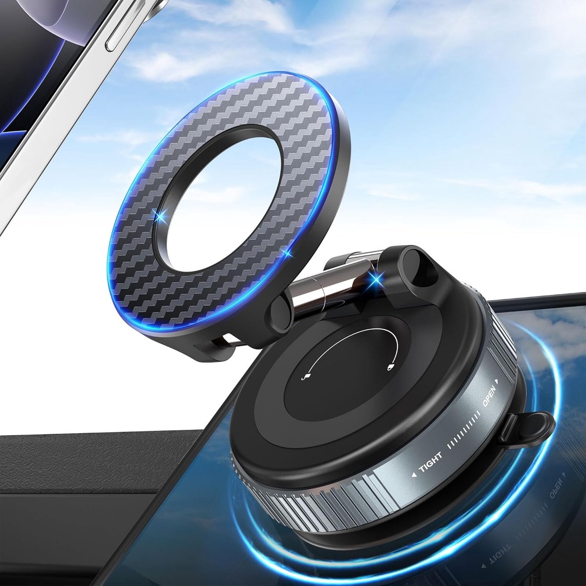 Support Voiture Magnétique à Ventouse Rotatif 360° - Compatible IPhone 16/15/14/13/12 Et Smartphones, Charge Max 300g