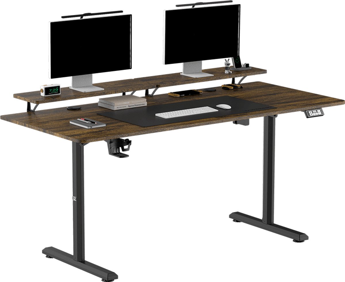 Ultradesk HIGHLANDER XXL – Bureau voor Gaming, Kantoor & Home Office – Bruin – 160 x 70 cm – Elektrisch verstelbaar – Ergonomisch thumbnail 8