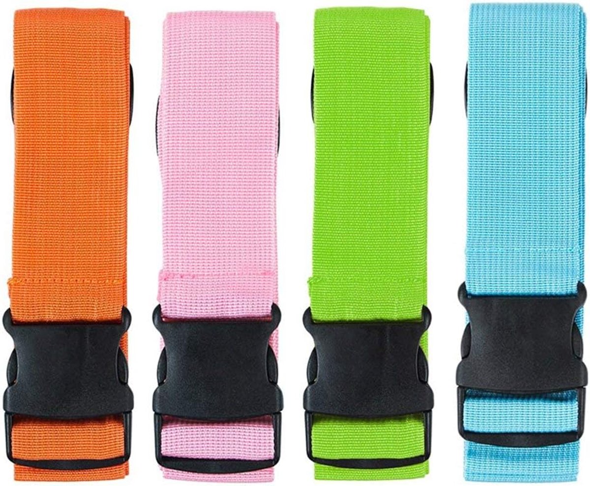 4 Stucks Bagageriemen - Bagageriemen - Kofferriemen - Verstelbaar - 5 cm x 180 cm - Roze, Lichtgroen, Blauw, Oranje