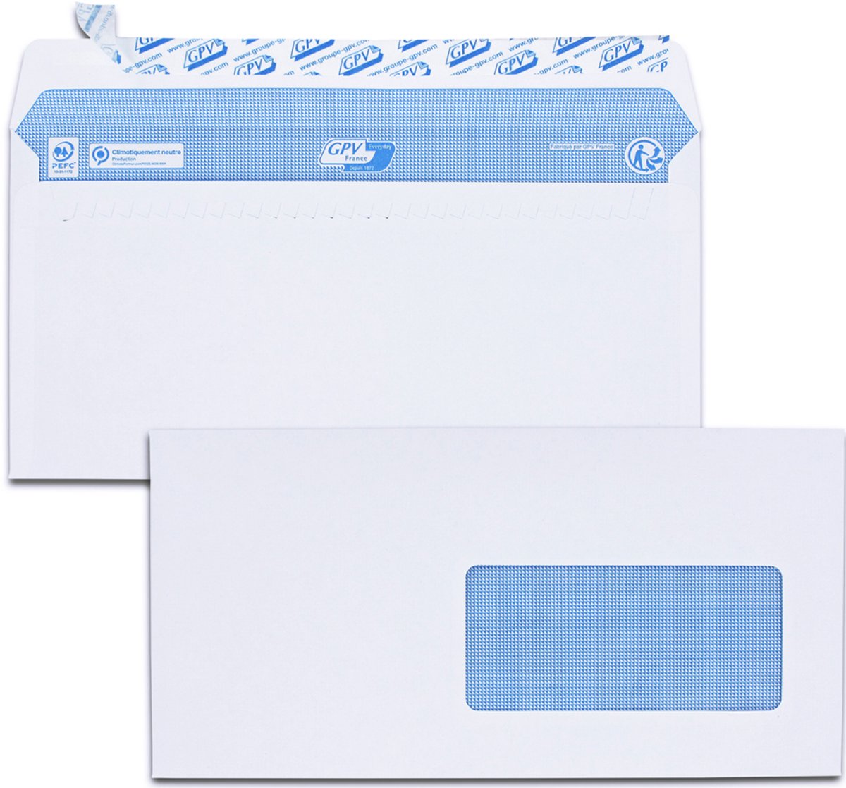 GPV envelop, 162x229 mm, wit, z. venster, zelfkl., 90 g/m2, 200 st