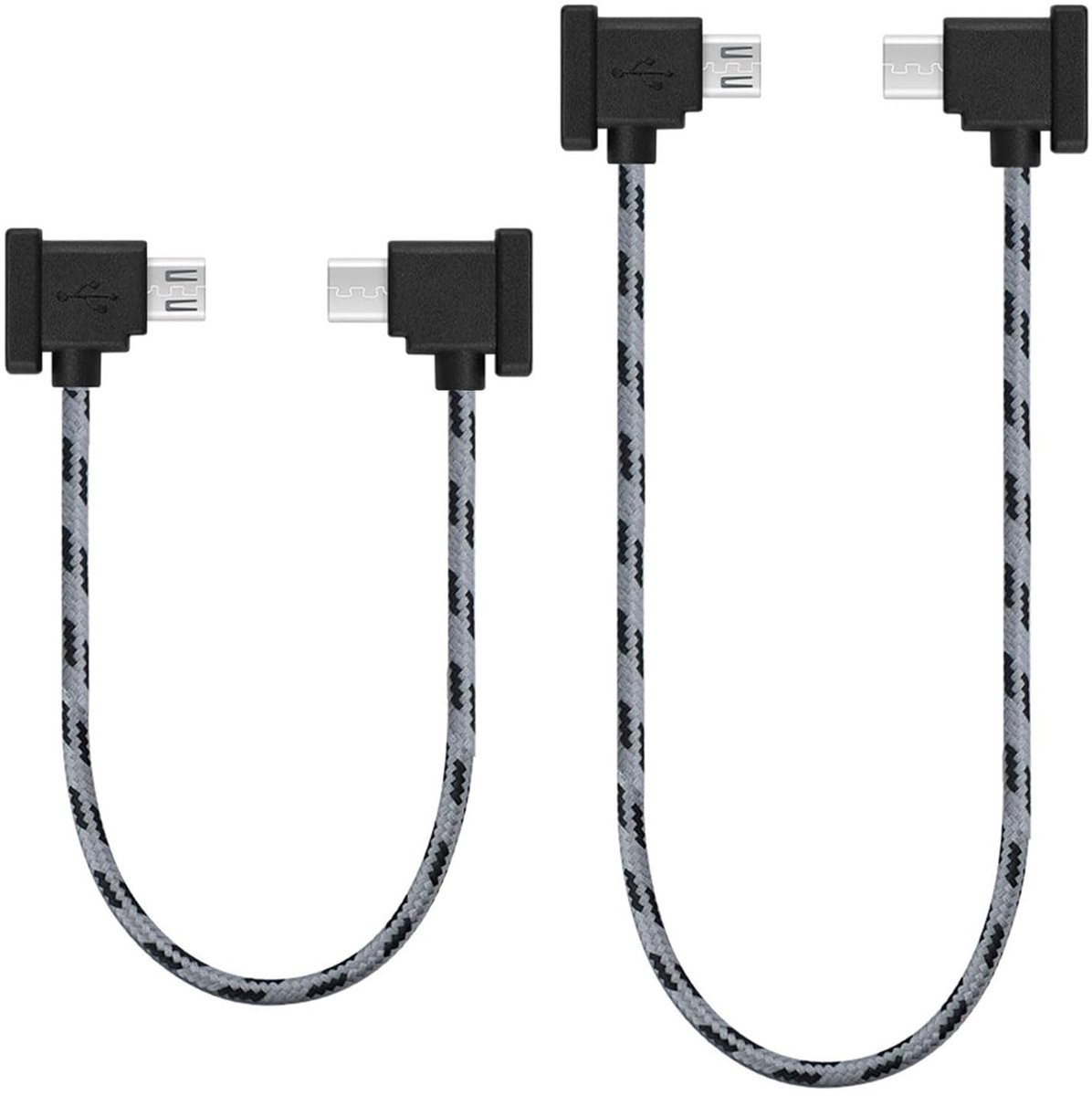 30 cm + 1,5 m (2 stuks) Micro naar USB C Aluminium Kabel, Geschikt voor iPhone 15 Pro, DJI Mavic Mini, Mini SE, Mavic 2 Pro/Zoom, Mavic Air, Mavic Pro, Spark, DJI Drone naar Tablet Kabel