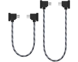 30 cm + 1,5 m (2 stuks) Micro naar USB C Aluminium Kabel, Geschikt voor iPhone 15 Pro, DJI Mavic Mini, Mini SE, Mavic 2 Pro/Zoom, Mavic Air, Mavic Pro, Spark, DJI Drone naar Tablet Kabel