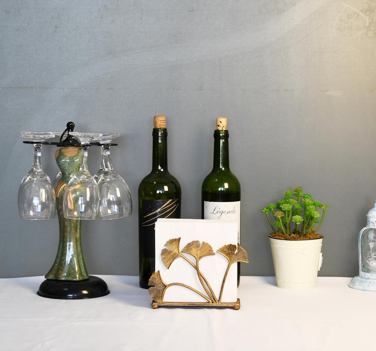 Moderne servethouder met ginkgobladeren voor op tafel, metalen opberger voor papieren servetten voor in de keuken, stijlvolle dispenser voor papieren handdoeken, brievensorteerrek, ordner voor documenten – brons — cadeau in Wonen & Interieur - foto 2