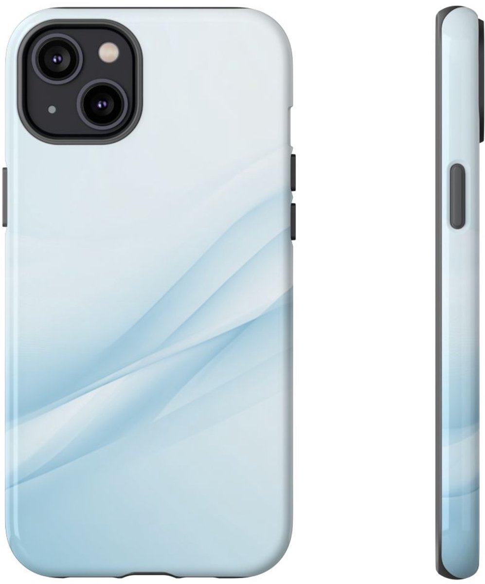 Zachte Lichtblauwe Abstracte Golven – Telefoonhoesje Geschikt voor iPhone 14 Plus