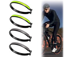2 paar Broekklemmen - Broekklem voor op de Fiets - Reflecterende Fietsbroekclips - Verhoogde Zichtbaarheid - Verhoogd de Veiligheid - Maximaal 90 mm - Wandelen/Kamperen/Fietsen/Nachthardlopen/Broeklussen - voor Mannen en Vrouwen - Zwart/Groen