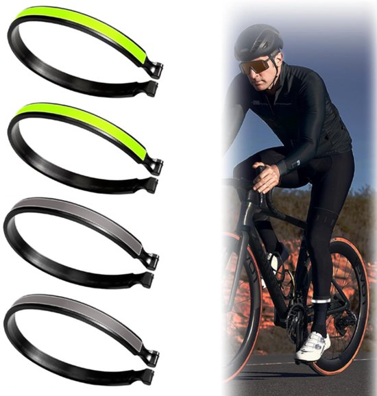 2 paar Broekklemmen - Broekklem voor op de Fiets - Reflecterende Fietsbroekclips - Verhoogde Zichtbaarheid - Verhoogd de Veiligheid - Maximaal 90 mm - Wandelen/Kamperen/Fietsen/Nachthardlopen/Broeklussen - voor Mannen en Vrouwen - Zwart/Groen