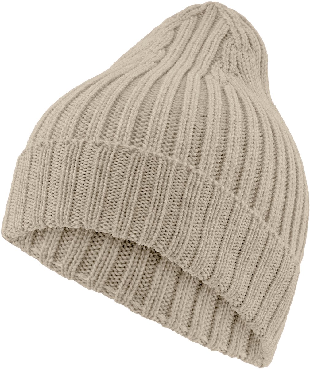 Unisex Hat Rib sneldrogend warm wol muts unisex beige mel. - maat 4043