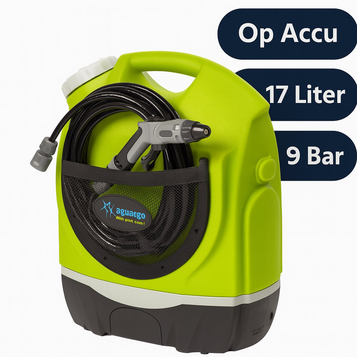 Bol.com Aqua2go GD73 Mobiele Hogedrukreiniger Accu - Draadloze Hogedrukspuit 17 liter Tank 3 / 9 Bar voor onderweg - Terrasreini... aanbieding