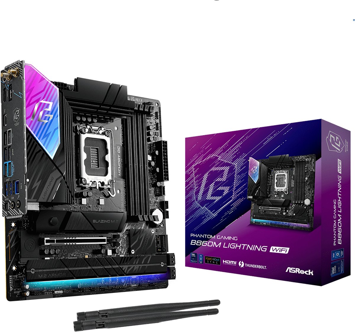 Asrock B860M Lightning WiFi Intel B860 LGA 1851 (Socket V1) micro ATX