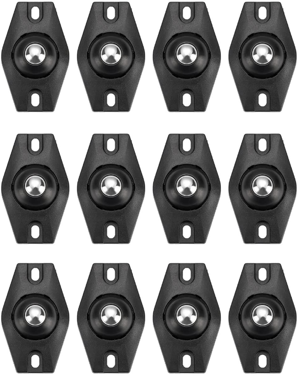 Kleine meubelwielen, 12 stuks kogelwielen, meubelwielen, zelfklevende meubelwielen, platte kogelwielen, leuke kogelwielen, meubels, 360 graden mini universeel wiel voor kleine meubels (zwart)