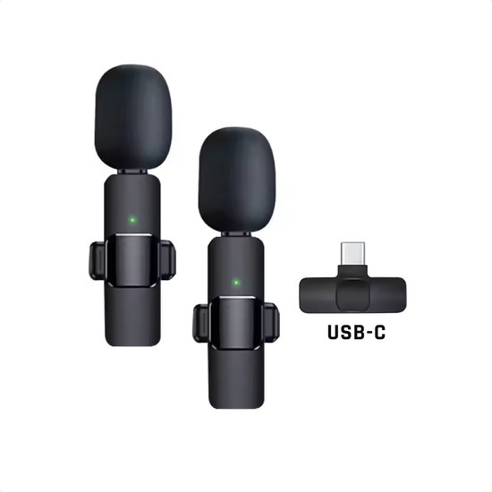 Microphone USB sans fil Techidna® - 2 Microphones + récepteur USB-C - Pour Smartphones, Tablettes, Ordinateurs portables - Plug & Play - Vlogs, interviews et enregistrements