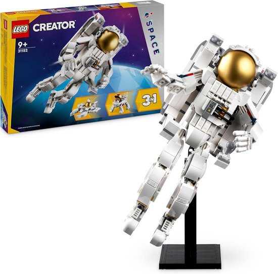 LEGO Creator 3in1 Ruimtevaarder Wordt Speelgoed Hond of Ruimteschip, Bouwpakket voor Kinderen, Creatief Cadeau met Ruimte Thema voor Jongens en Meisjes vanaf 9 jaar