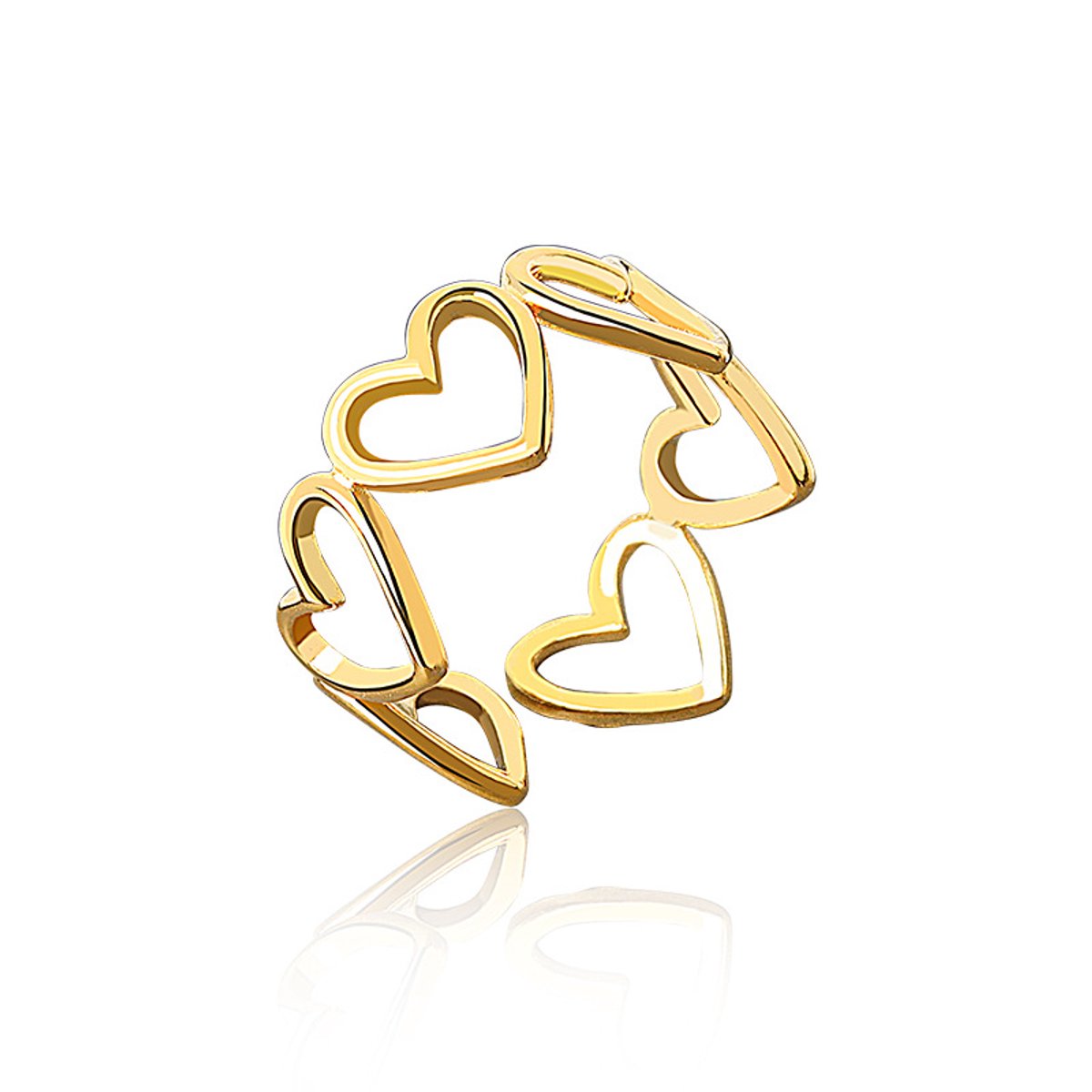 Chetoria - Ring verstelbaar goud - Gouden hartjes ring -ring hartje goud - One size