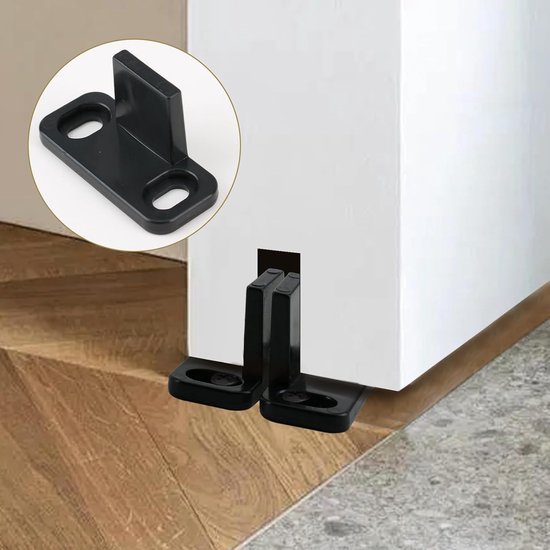 Lot De 4 Guides De Sol Pour Porte De Grange Coulissante - Acier Carbone Noir - Réglables