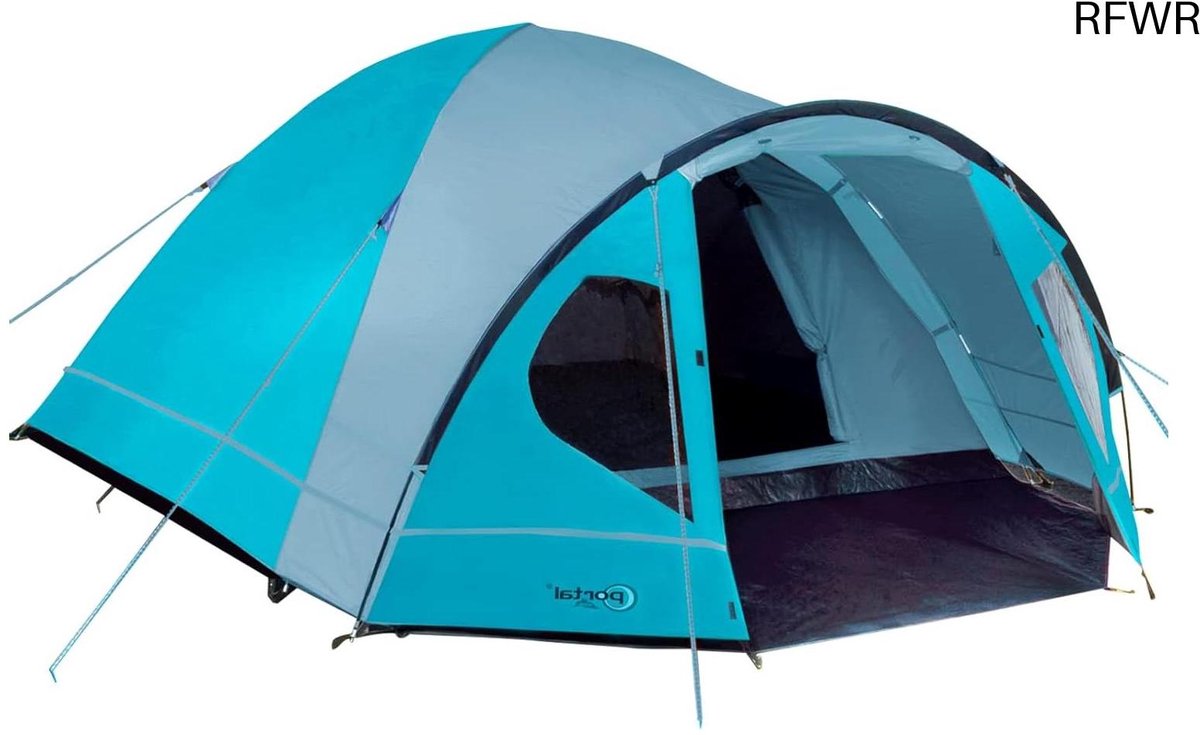 RFWR® Lichtgewicht Kampeertent voor 3-4 Personen met Voortent en Ingeraambe Grondzeil - Ideaal voor Backpacken en Wandelen