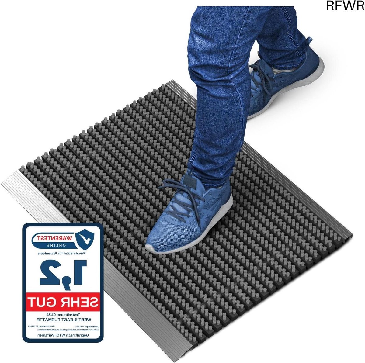 RFWR Buiten deurmat met borstels 50 x 80 cm - Vuilvanger mat voor buiten Grijs
