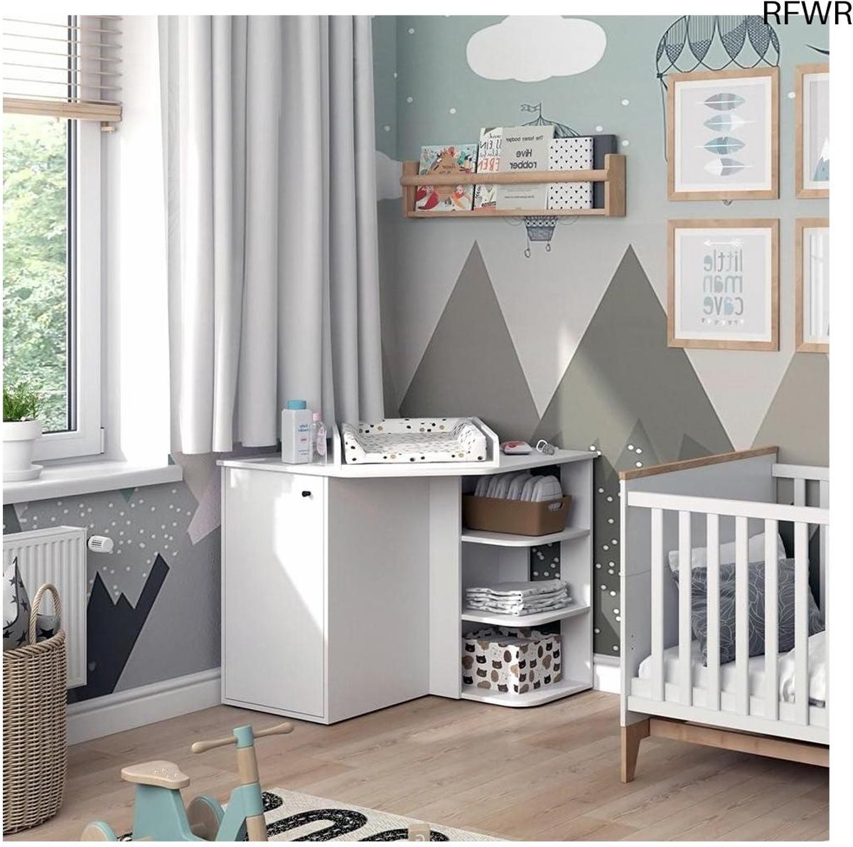 RFWR® Witte Commode met Deur en Open Vakken - 85 x 86,2 cm