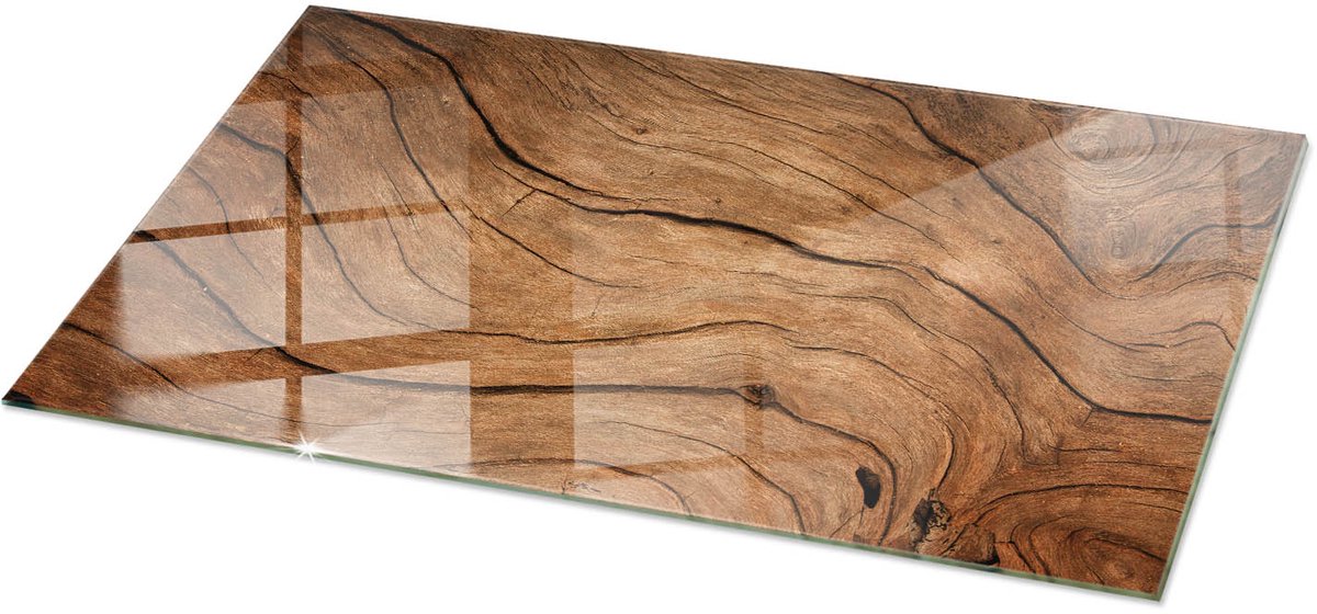 Tulup Tafelblad Glas - Natuurlijk Houtpatroon Veiligheidsglas - 140 cm x 70 cm - Bruin Gehard Glas - Rechthoekig Tafelblad Glas - Glazen Tafelblad voor Tuin of Terrastafels - Glazen Plaat