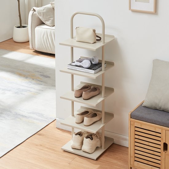 Schoenenrek Poytya met 5 planken chamapgne 119x34x32 cm [en.casa]