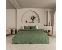 Kayori Kai Dekbedovertrek Katoen - 240x200-220 + 2 slopen - Lits-jumeaux - Biologisch Katoen - Groen