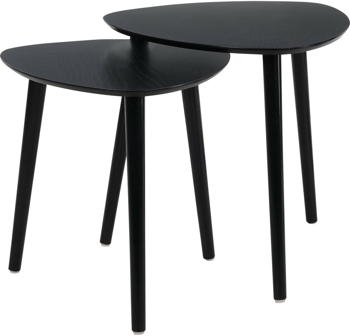Home & Styling Bijzettafeltjes - set 2x stuks Ancona - zwart - D40 x H41 cm/D45 x H45 cm - dennenhout - koffie tafels