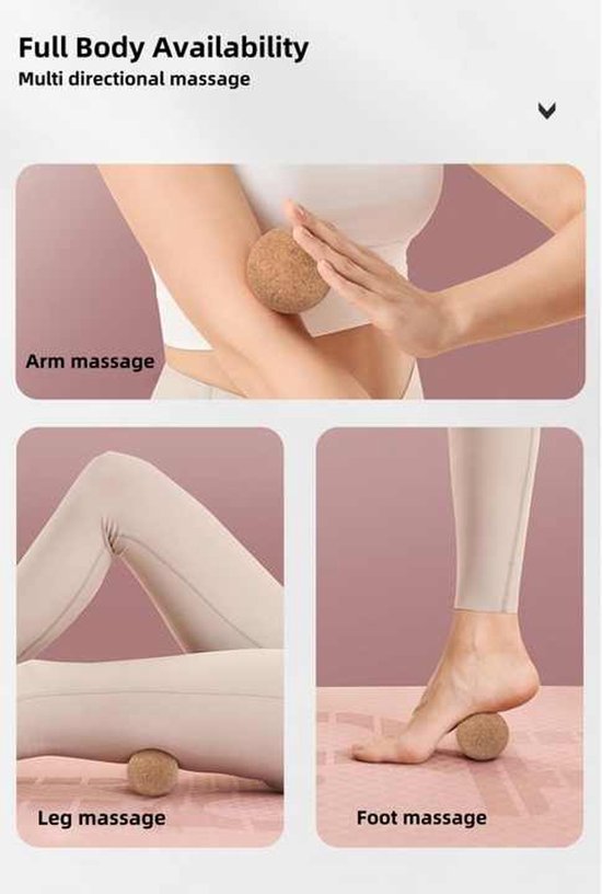8 stuks 61mm yogamassageballen van kurk - Set massageballen - Ideaal voor rug- en spiermassage - Duurzame triggerpointbal | van Pure Elements — afbeelding 5