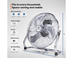 RFWR® Vloerventilator 40 cm met 3 standen en hoge luchtstroom - Robuuste metalen uitvoering