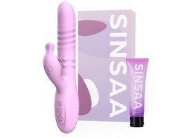 Sinsaa Rabbit Vibrator voor Vrouwen - Tarzan Vibrator met 10 Vibratiestanden - G-Spot & Clitoris Stimulator - 3in1 Vibrators - Dildo met 6 Pulsatiestanden - Seksspeeltjes voor Koppels - Sex Toys voor Vrouwen - Inclusief glijmiddel