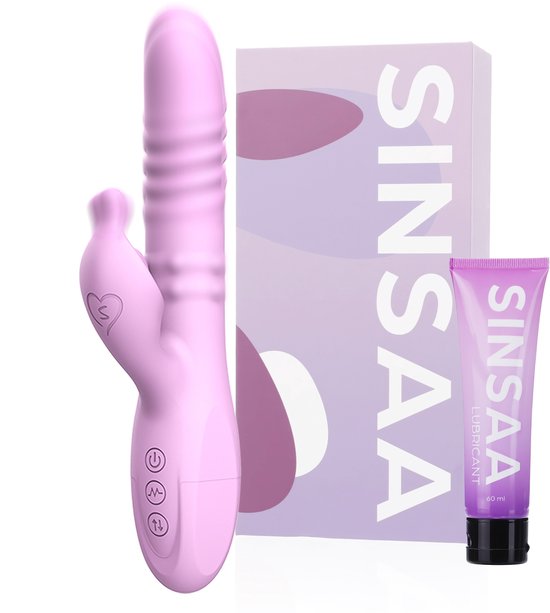 Sinsaa Rabbit Vibrator voor Vrouwen - Tarzan Vibrator met 10 Vibratiestanden - G-Spot & Clitoris Stimulator - 3in1 Vibrators - Dildo met 6 Pulsatiestanden - Seksspeeltjes voor Koppels - Sex Toys voor Vrouwen - Inclusief glijmiddel