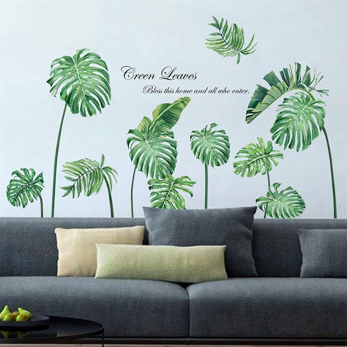 Ibenzoa® Groene Tropische Bladeren Muurstickers voor Woonkamer, Slaapkamer en Hal Decoratie