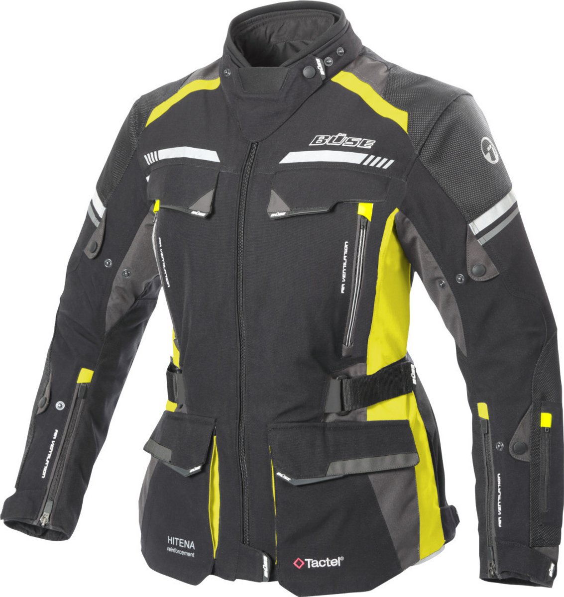 Büse Highland II Dames Zwart Grijs Geel Textiel Jas - Jas