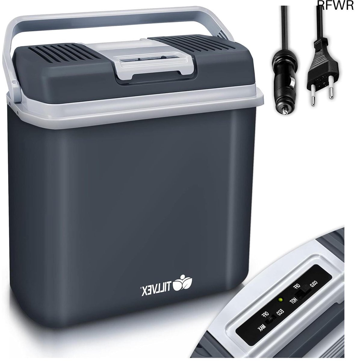 RFWR® Koelbox 24 liter met koelen en verwarmen, 230V en 12V voor auto en camping
