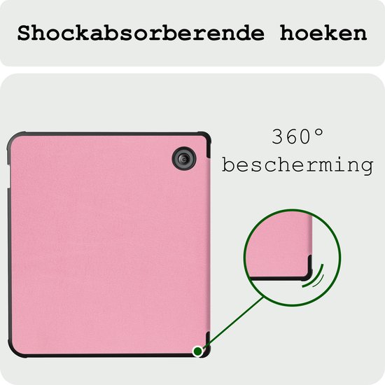 Hoes Geschikt voor Kobo Libra Colour Hoesje Bookcase Cover Hoes - Hoesje Geschikt voor Kobo Libra Colour Hoes Cover Case - Roze van Merkloos — afbeelding 5