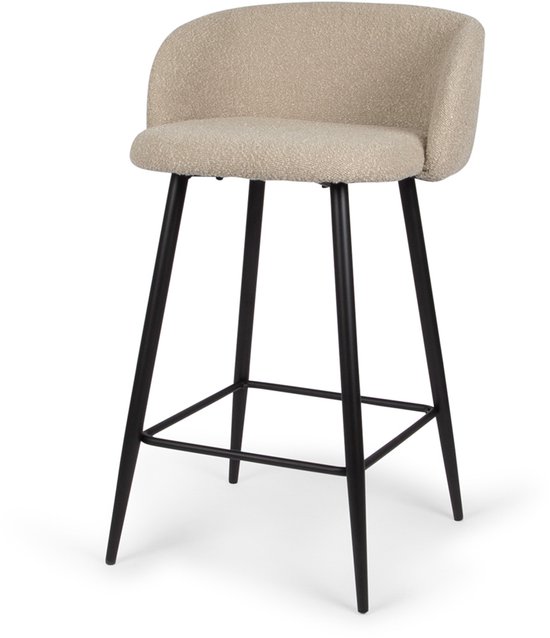 Milton & Oldbrook Bouclé Tabouret de Bar Bas Budapest Taupe - Zwart