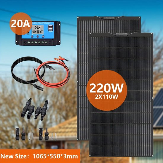 120W 12V Flexibel Solar Panel Kit]DERUXI 120 W Solarpanel 12V Set: 120W Flexibles Solarpanel 30A Laderegler 4 Pcs Solarkabel Kabelbinder aus Metall, PV Solarmodule für Balkongeländer RV Boote Camping