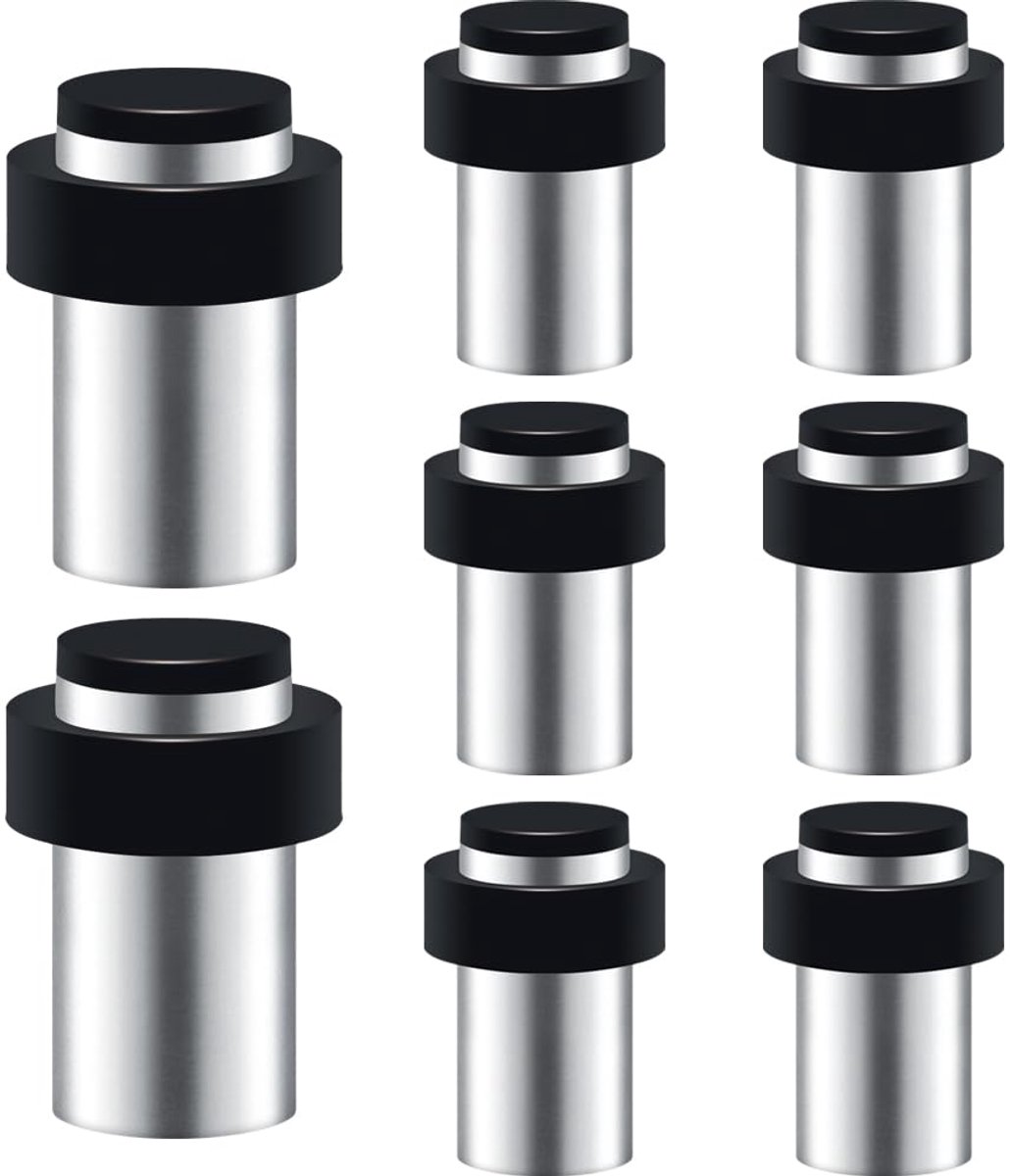 Roestvrij Stalen Deurstopper met Rubber Ring - 8 stuks - Hoogte 45mm