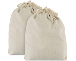 Famanu - 2 Pack oversized broodzakken voor zelfgemaakt brood, 38x33 cm (15x13 in), herbruikbare voedselopslag, zelfgemaakt brood, huishoudelijke opwarming, huwelijkscadeau, feest. Gemaakt van ademend linnen
