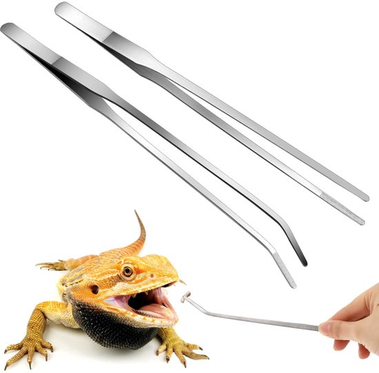 TRKETK 2 stuks 30 cm pincet, extra lange pincet, tang, kookpincet roestvrij staal met haak, professionele keukenpincet voor koken, bakken, barbecue (zilver