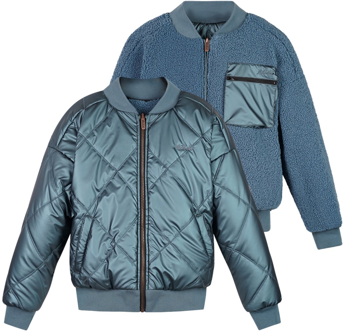 NoBell' - Bomber Reversible Bomber Jacket with hidden hood - Blauw - Maat 158-164