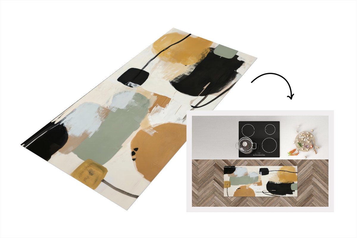 KitchenYeah Keukenloper 120x50 cm - Keukenmat vinyl Paint - Abstract - Kleuren - Keukenmatten loper - Keuken vloerkleed tapijt